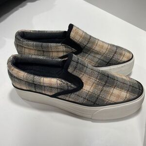 Restricted Plaid Slip On Sneakers sz 6.5 Platform # 7-J